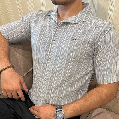 Turbo Down Box Collared Casual Shirt In Slate Grey