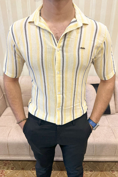 Turbo Patterned Lining Style Casual Shirt