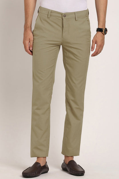 Turbo Urban Executive Slim Fit Cotton Pant In Light Moss Green