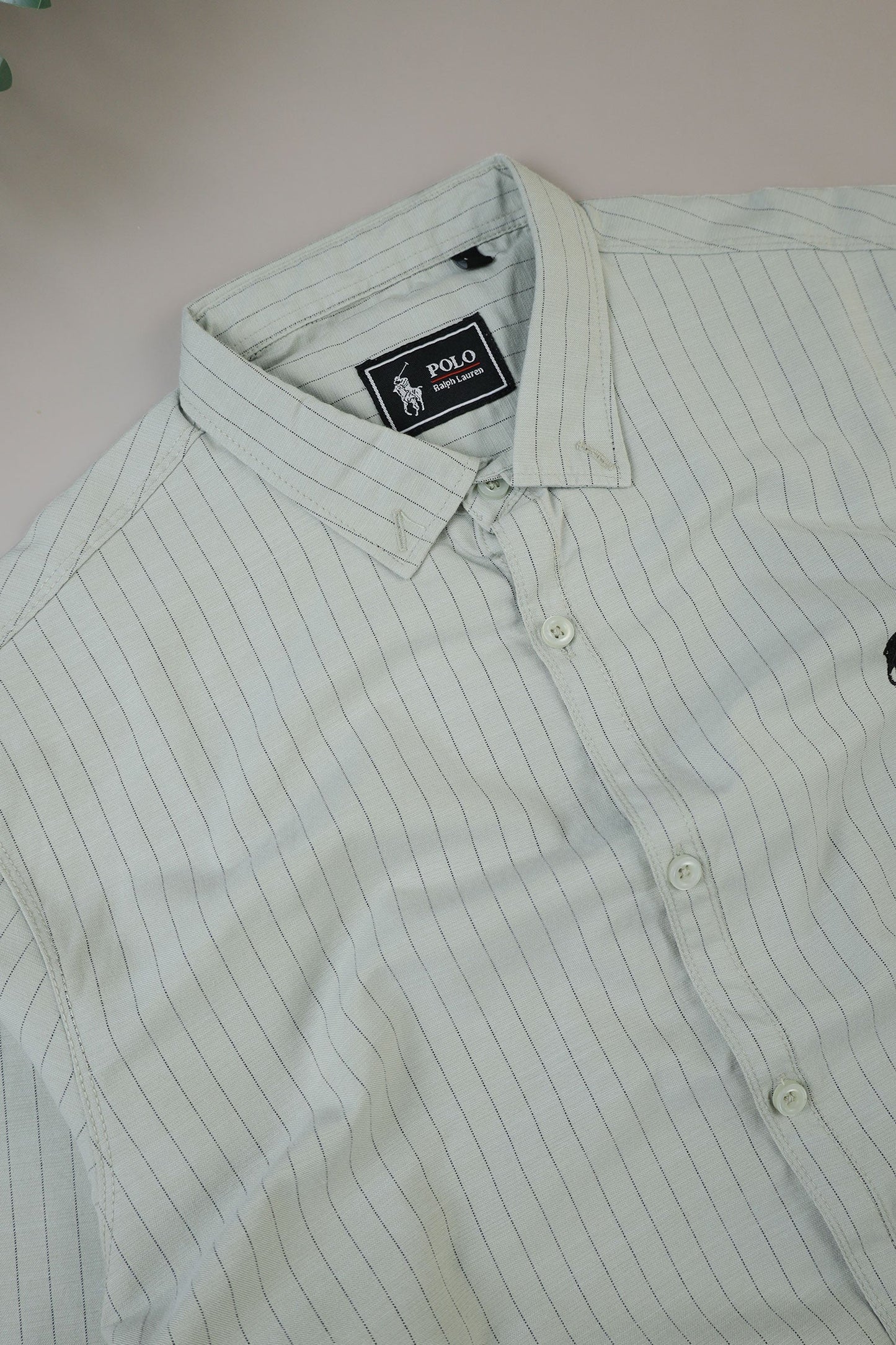 Polo Rph Lren Button Down Striped Casual Shirt In Light Moss Green