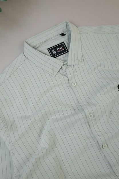 Polo Rph Lren Button Down Striped Casual Shirt In Light Moss Green