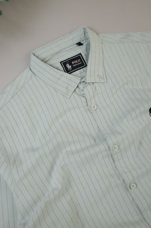 Polo Rph Lren Button Down Striped Casual Shirt In Light Moss Green