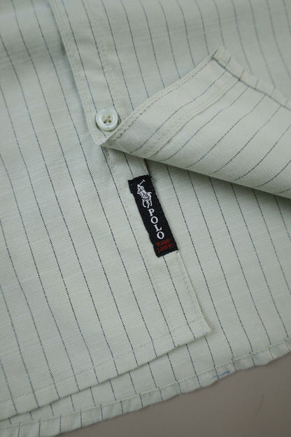 Polo Rph Lren Button Down Striped Casual Shirt In Light Moss Green