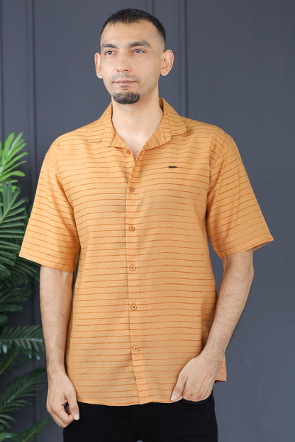 Turbo Snitch Striped Casual Shirt In Light Orange