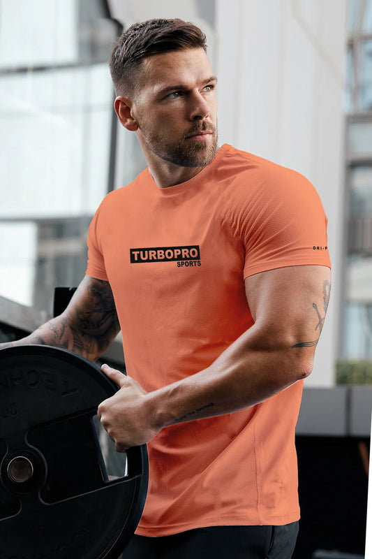 Turbo Pro Sports Climalite Mesh Dry-Fit Tee In Light Orange