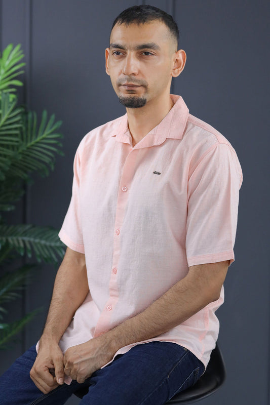 Turbo Textured Relaxed Fit Casual Shirt In Light Pink