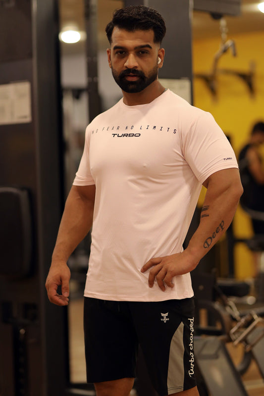 Turbo Motivational Quote ClimaCool Dry-Fit Tee In Light Pink