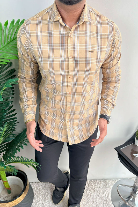 Turbo Tattersall Checkered Long Sleeve Cotton Casual Shirt