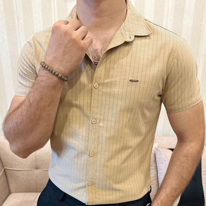 Turbo Creamline Striped Comfort Casual Shirt In Light Skin