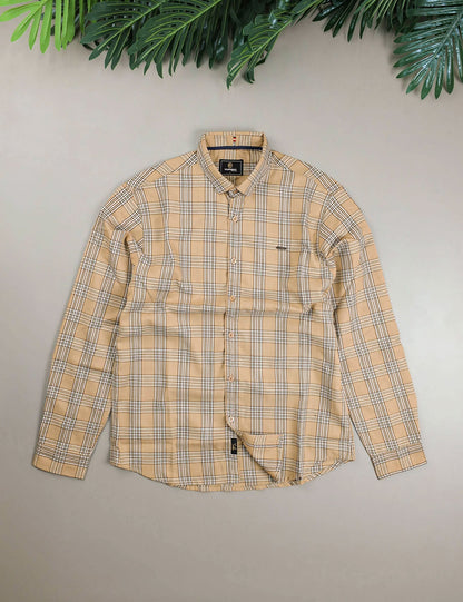 Turbo Tattersall Checkered Long Sleeve Cotton Casual Shirt
