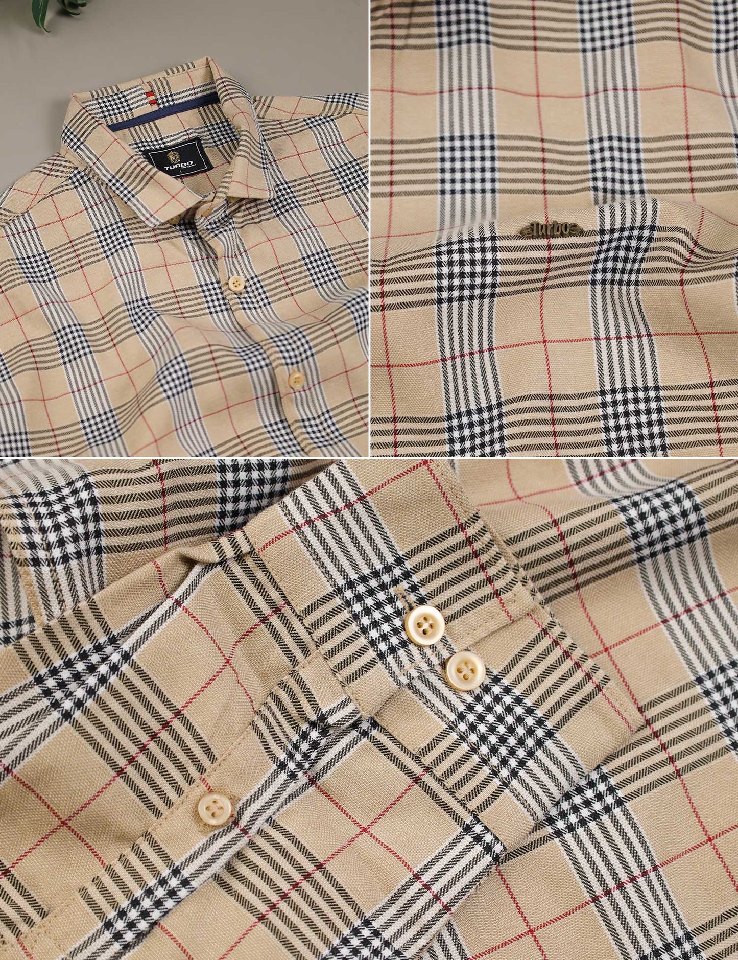 Turbo Plaid Pattern Creation Long Sleeve Cotton Casual Shirt In Light Skin