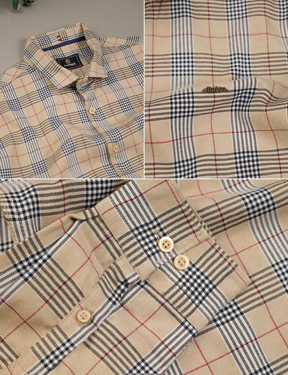 Turbo Plaid Pattern Creation Long Sleeve Cotton Casual Shirt In Light Skin