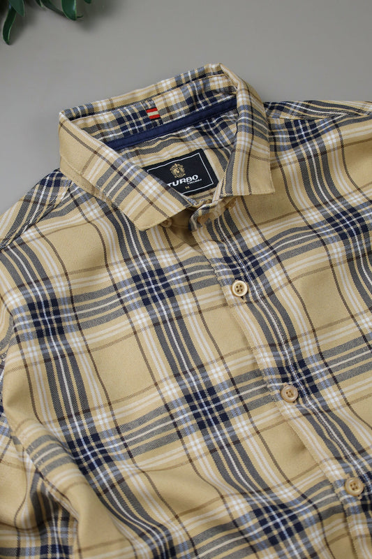 Turbo Cubix Checks Long Sleeve Cotton Casual Shirt In Light Skin