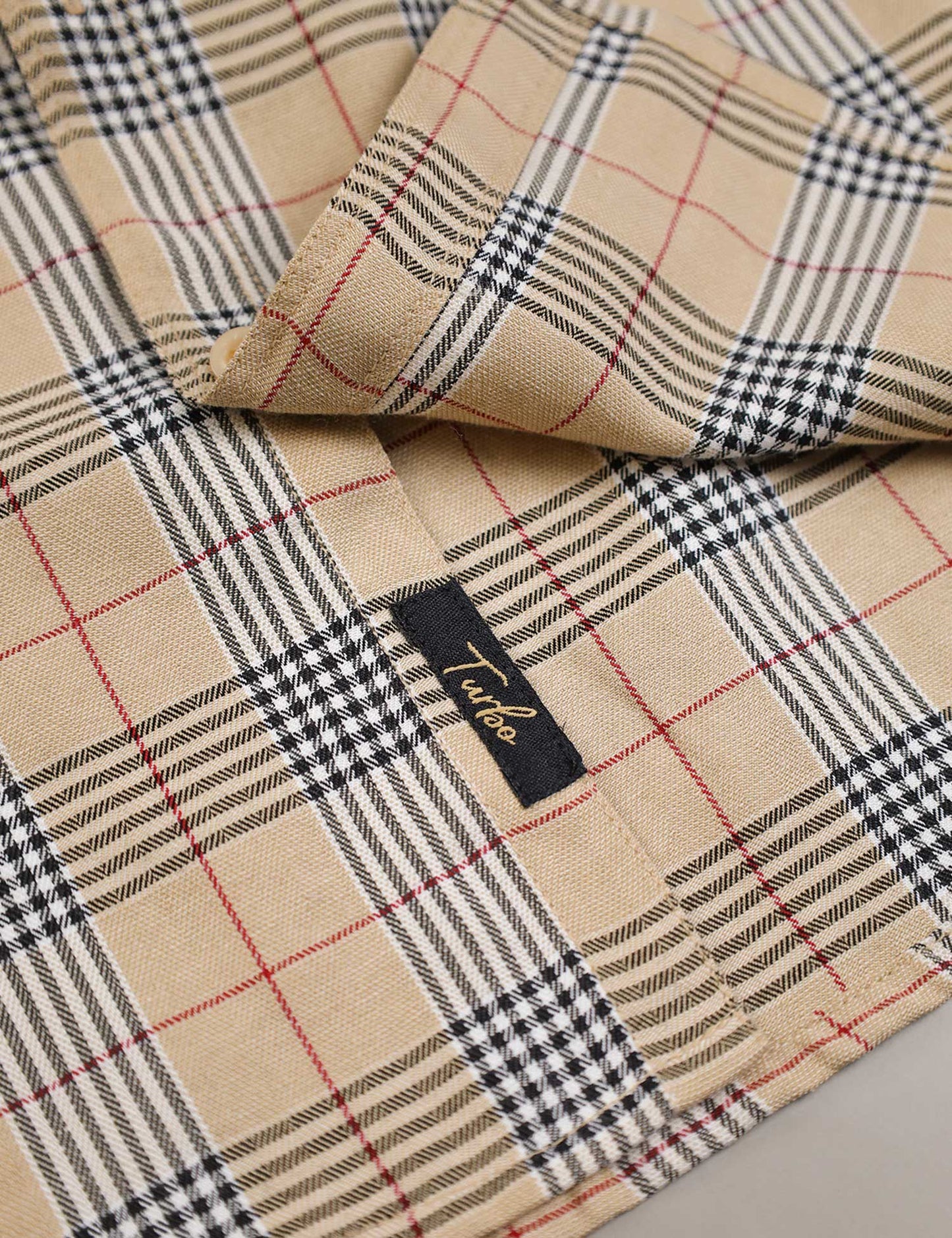 Turbo Plaid Pattern Creation Long Sleeve Cotton Casual Shirt In Light Skin