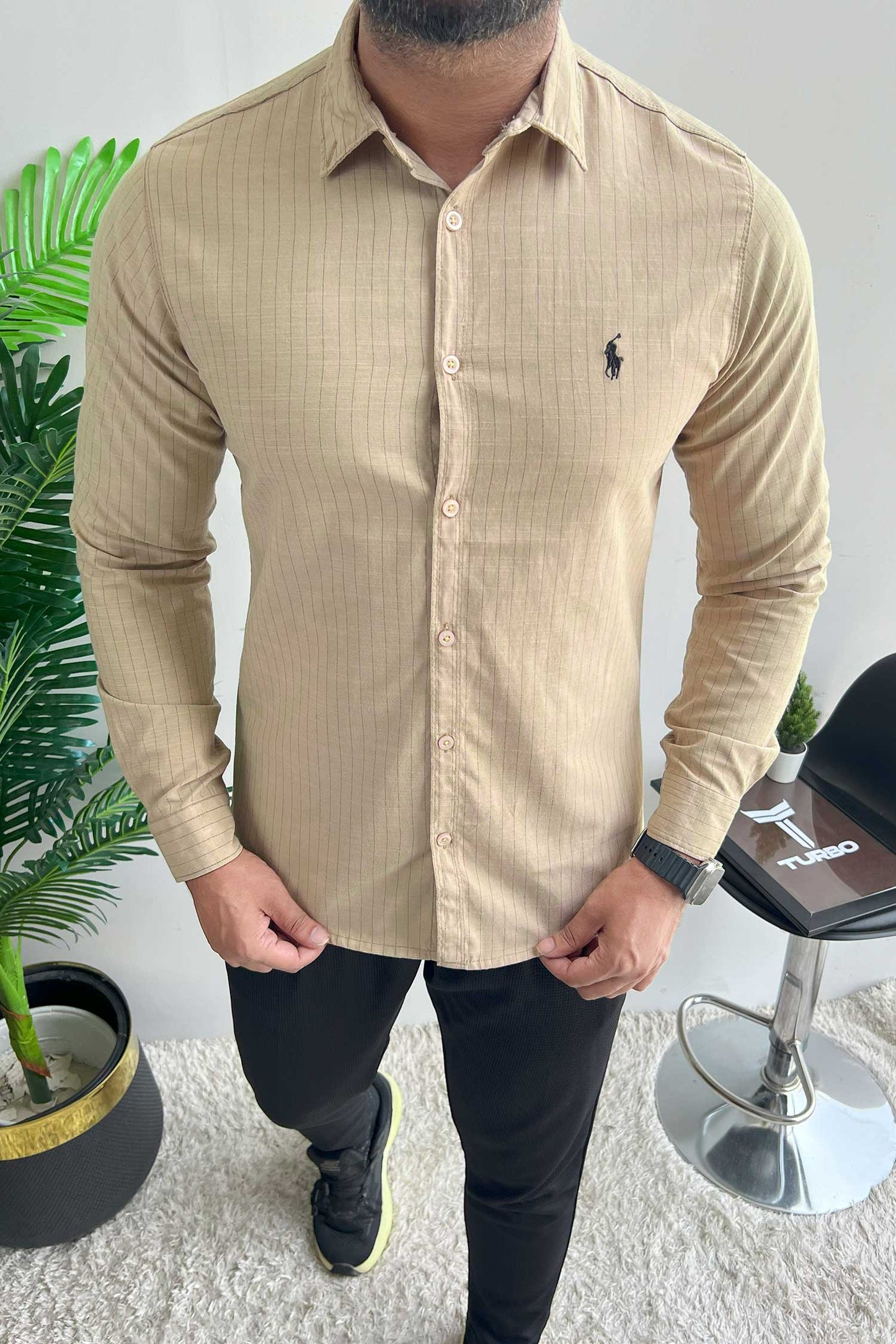 Polo Rph Lren Button Down Striped Casual Shirt In Light Skin