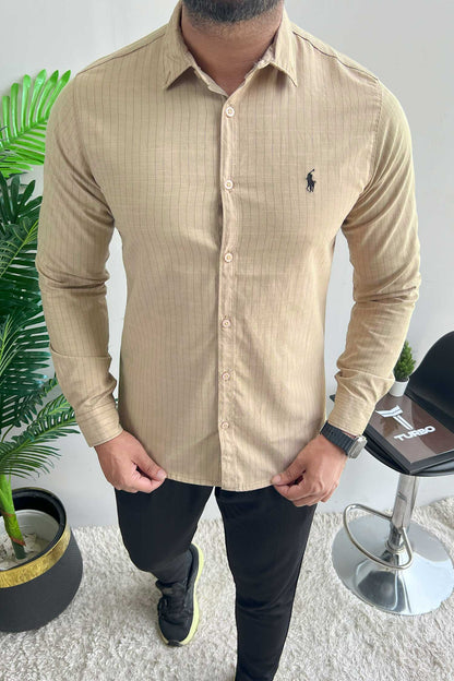 Polo Rph Lren Button Down Striped Casual Shirt In Light Skin