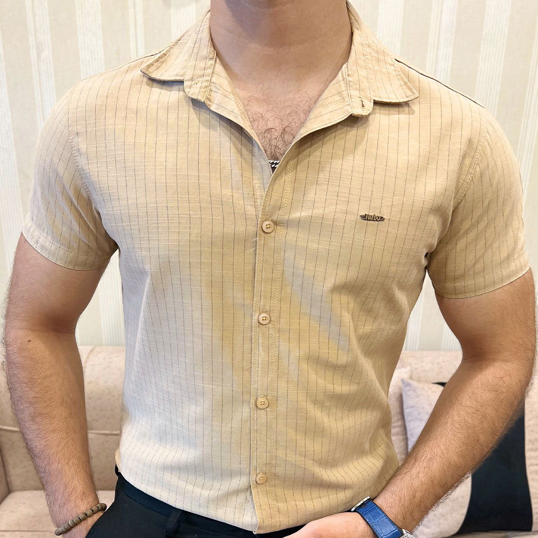 Turbo Creamline Striped Comfort Casual Shirt In Light Skin