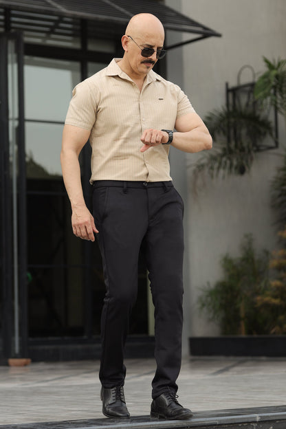 Turbo Creamline Striped Comfort Casual Shirt In Light Skin