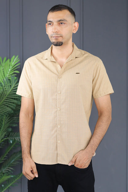 Turbo Creamline Striped Comfort Casual Shirt In Light Skin