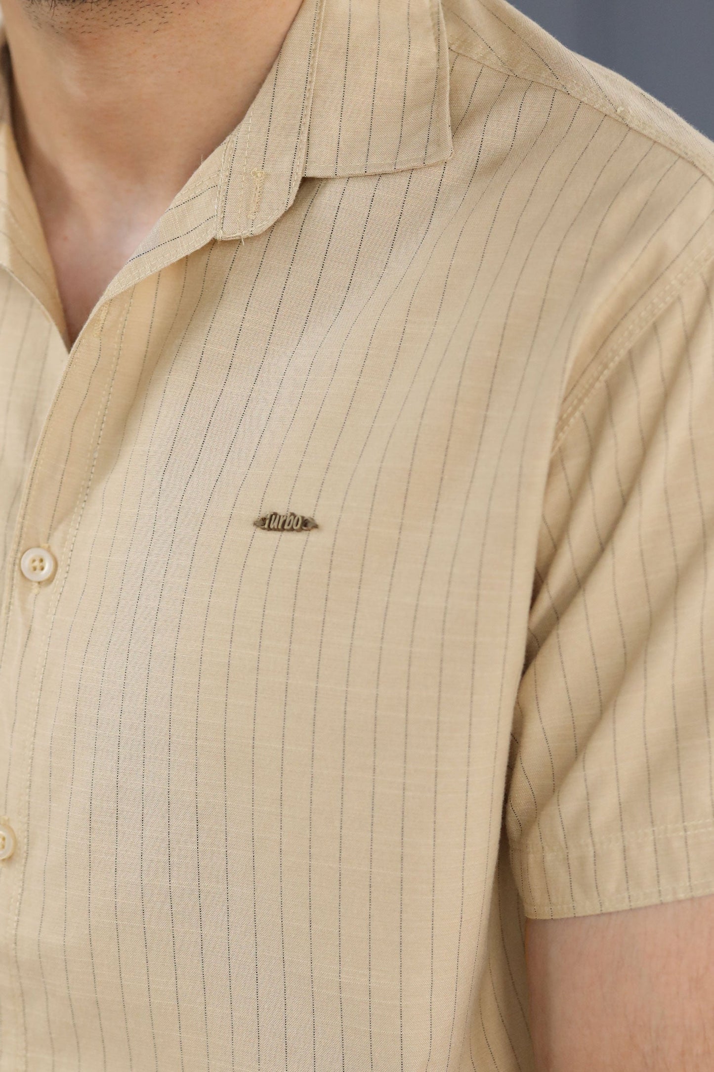 Turbo Creamline Striped Comfort Casual Shirt In Light Skin