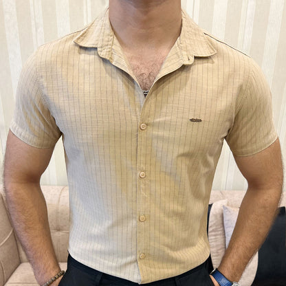 Turbo Creamline Striped Comfort Casual Shirt In Light Skin