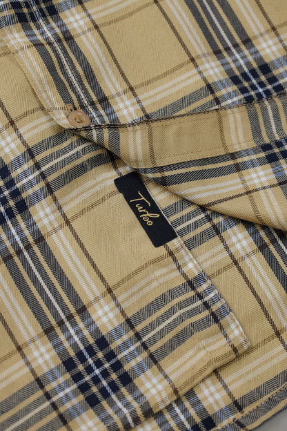 Turbo Cubix Checks Long Sleeve Cotton Casual Shirt In Light Skin