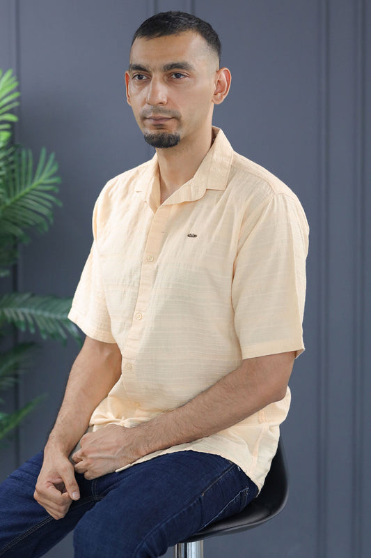 Turbo Knit Craft Crochet Casual Shirt In Light Skin
