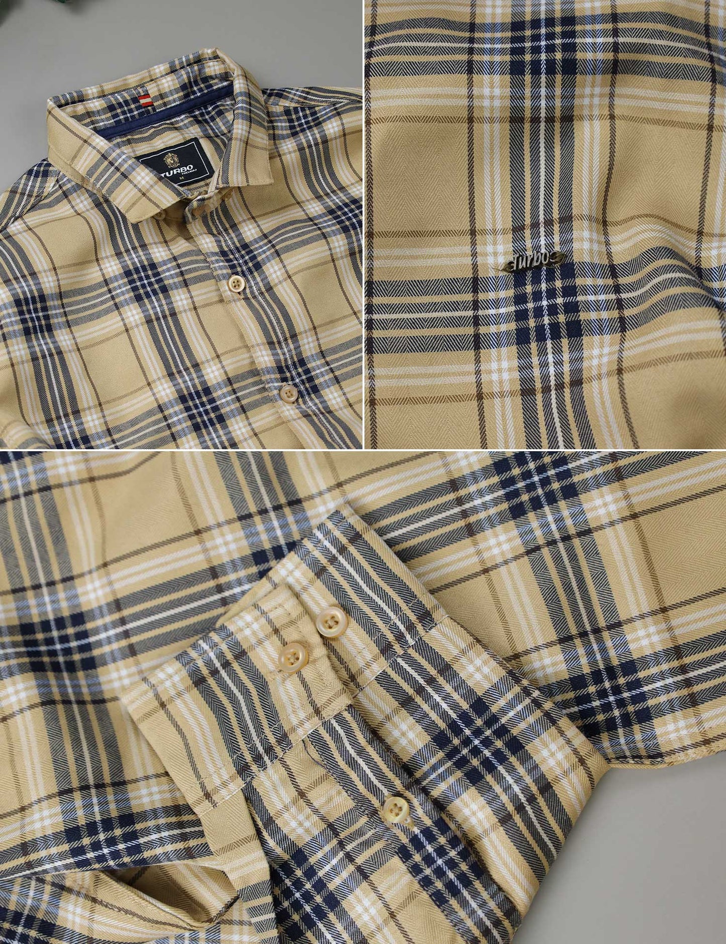 Turbo Cubix Checks Long Sleeve Cotton Casual Shirt In Light Skin