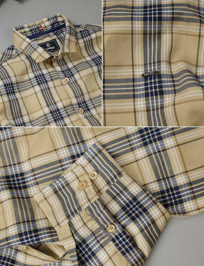 Turbo Cubix Checks Long Sleeve Cotton Casual Shirt In Light Skin