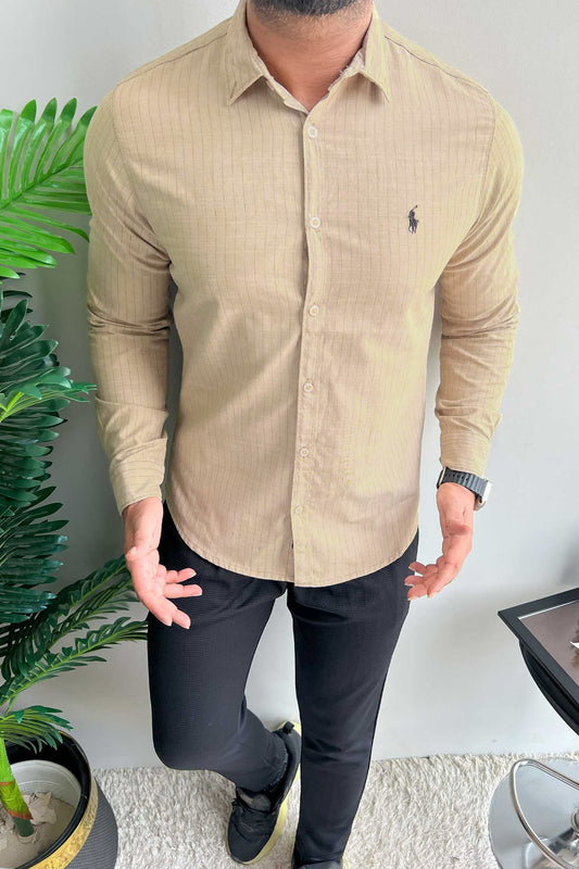 Polo Rph Lren Button Down Striped Casual Shirt In Light Skin