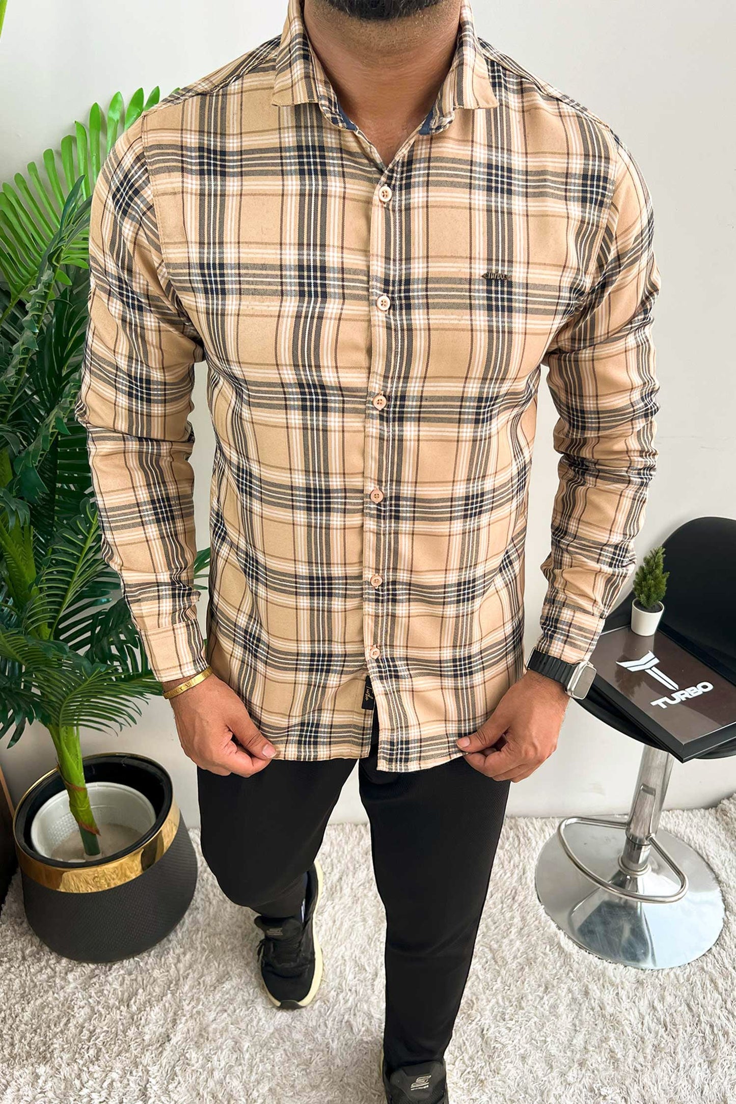 Turbo Cubix Checks Long Sleeve Cotton Casual Shirt