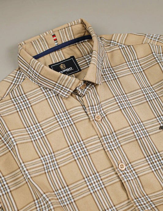 Turbo Tattersall Checkered Long Sleeve Cotton Casual Shirt