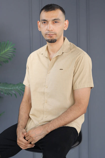 Turbo Creamline Striped Comfort Casual Shirt In Light Skin