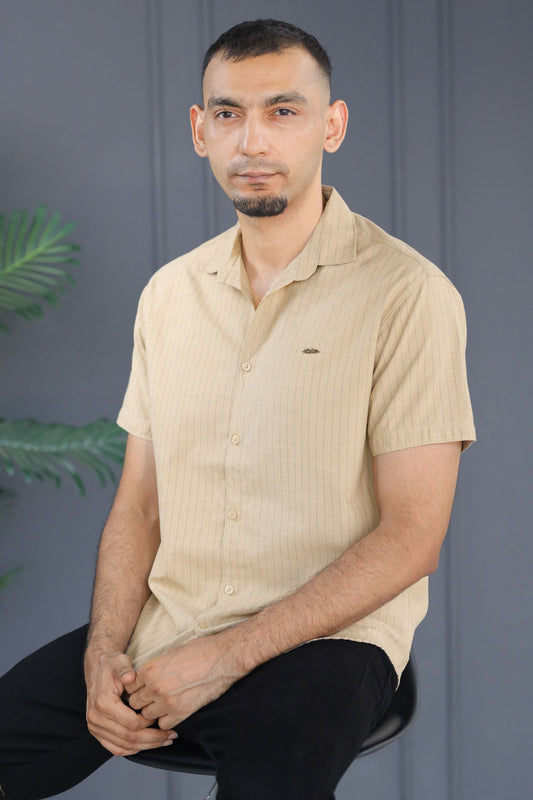 Turbo Creamline Striped Comfort Casual Shirt In Light Skin