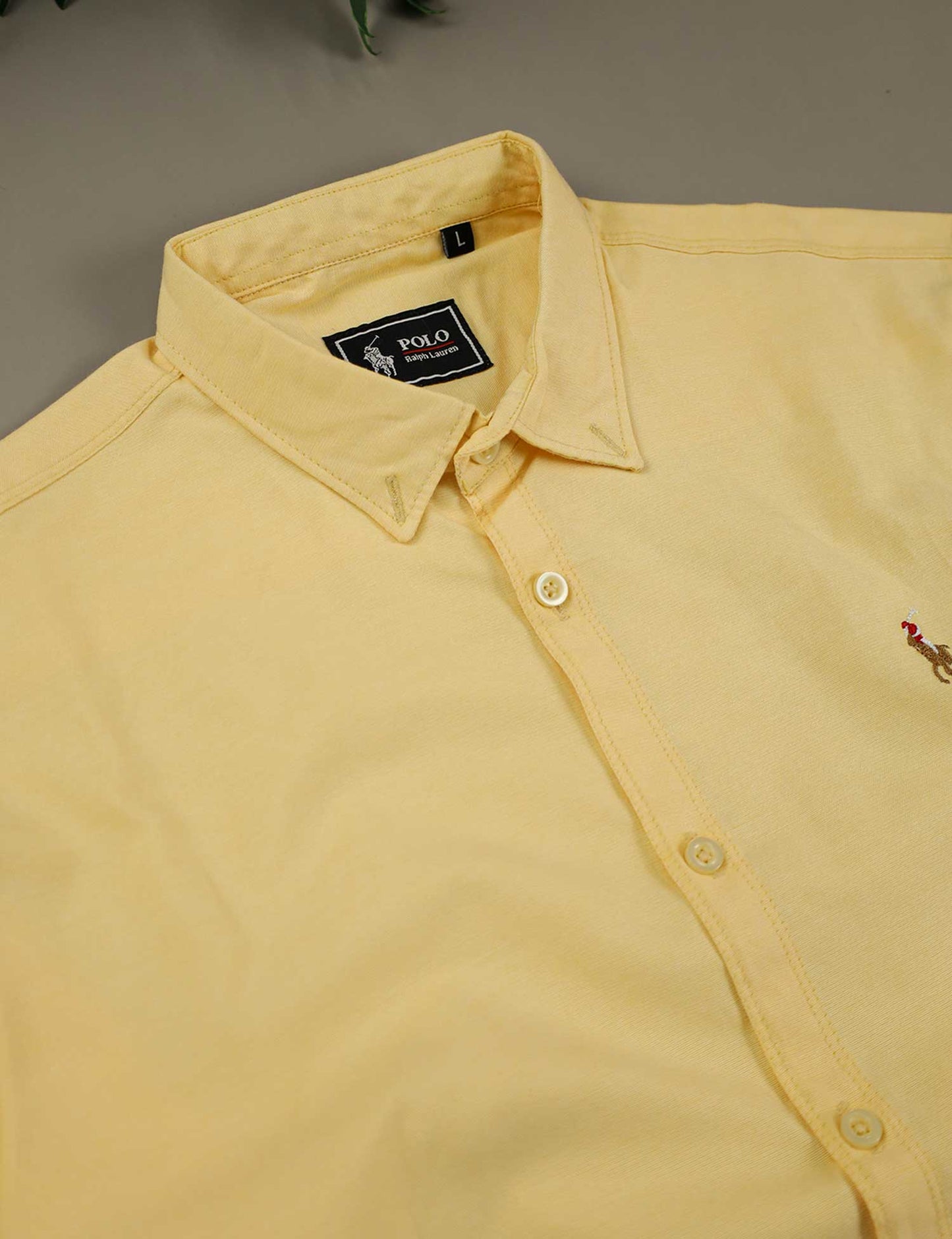 Polo Rph Lren SlimFit Classic Casual Shirt In Light Yellow
