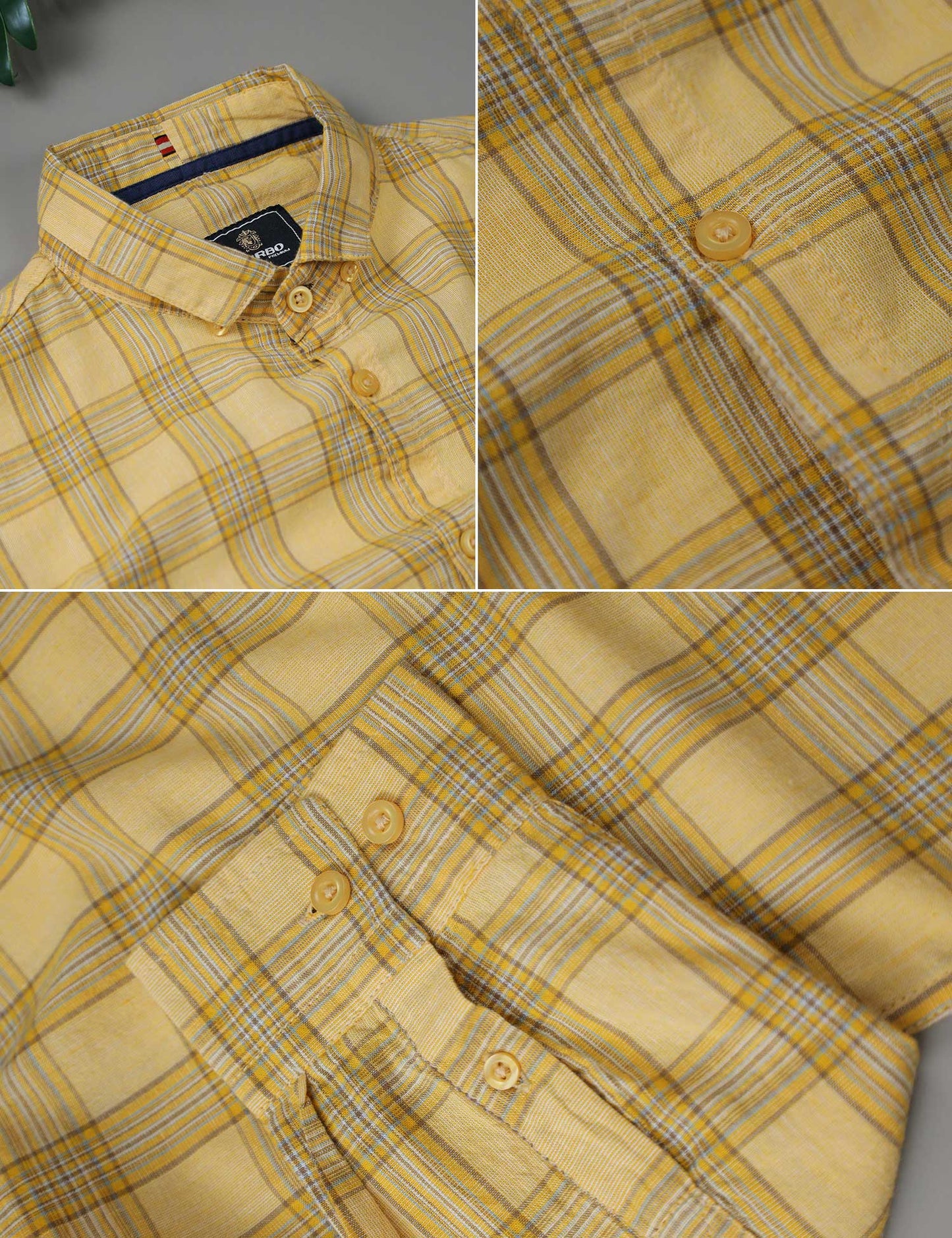 Turbo FearLess Checked Long Sleeve Cotton Casual Shirt In Light Yellow