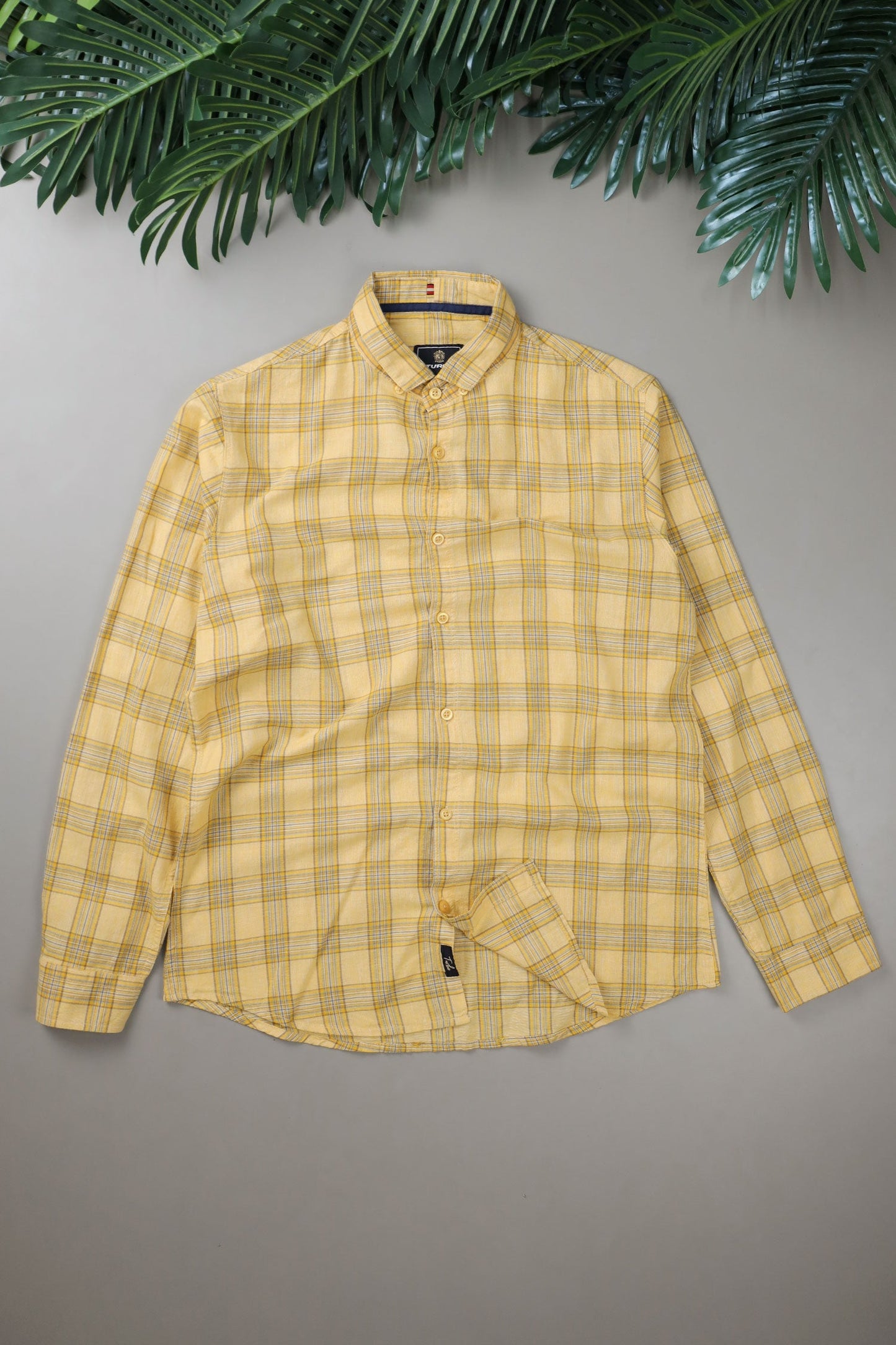 Turbo FearLess Checked Long Sleeve Cotton Casual Shirt In Light Yellow