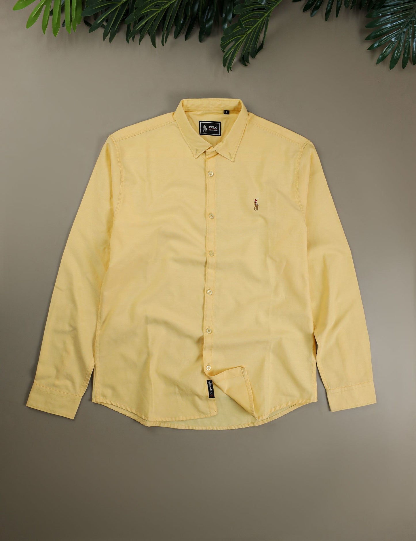 Polo Rph Lren SlimFit Classic Casual Shirt In Light Yellow