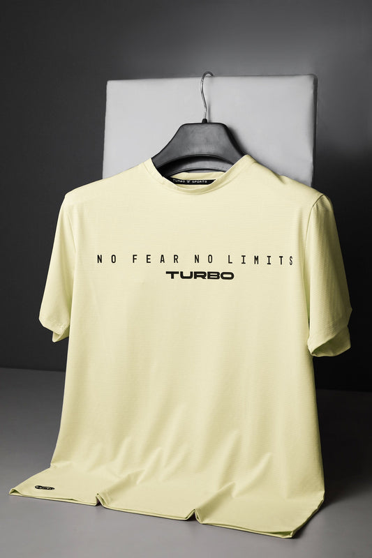 Turbo Motivational Quote ClimaCool Dry-Fit Tee In Light Yellow