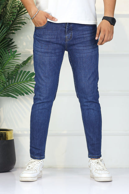 Turbo 'Kinetic-Move' Skinny Ankle Fit Jeans In Mid Blue