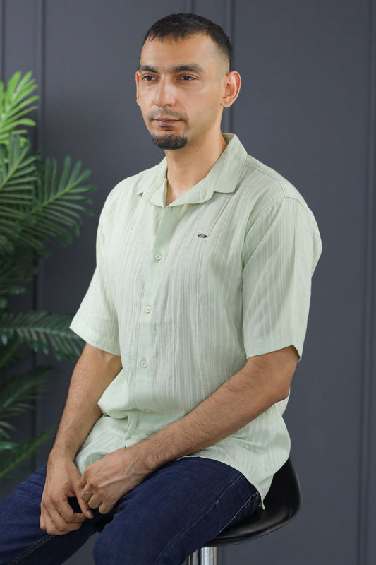 Turbo Textured Champ Casual Shirt In Mint Green