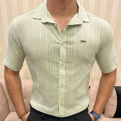 Turbo Textured Champ Casual Shirt In Mint Green