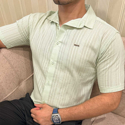 Turbo Textured Champ Casual Shirt In Mint Green