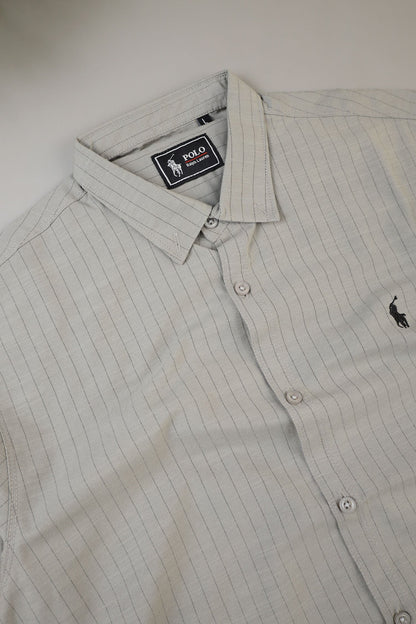 Polo Rph Lren Button Down Striped Casual Shirt In Mid Grey