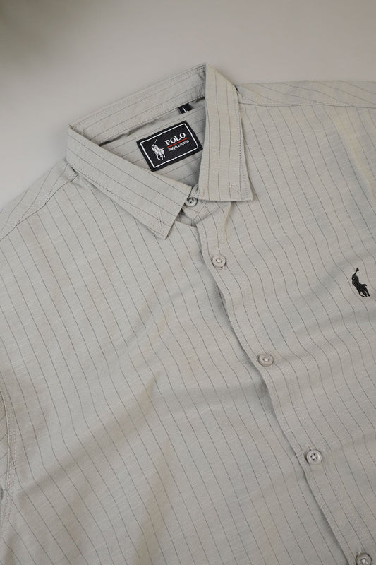 Polo Rph Lren Button Down Striped Casual Shirt In Mid Grey