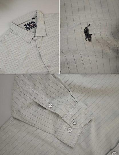 Polo Rph Lren Button Down Striped Casual Shirt In Mid Grey