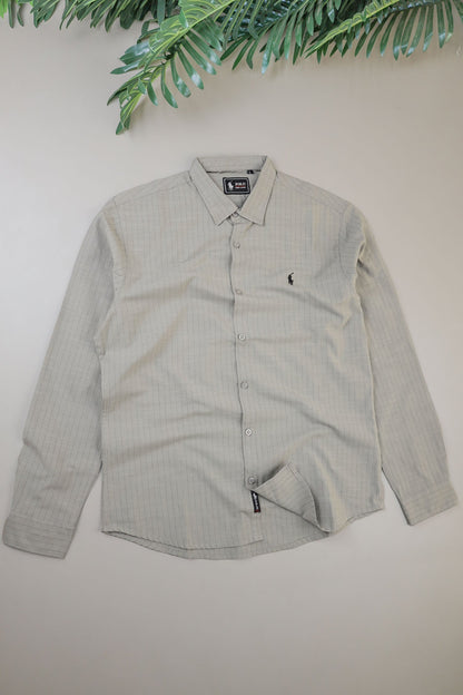 Polo Rph Lren Button Down Striped Casual Shirt In Mid Grey