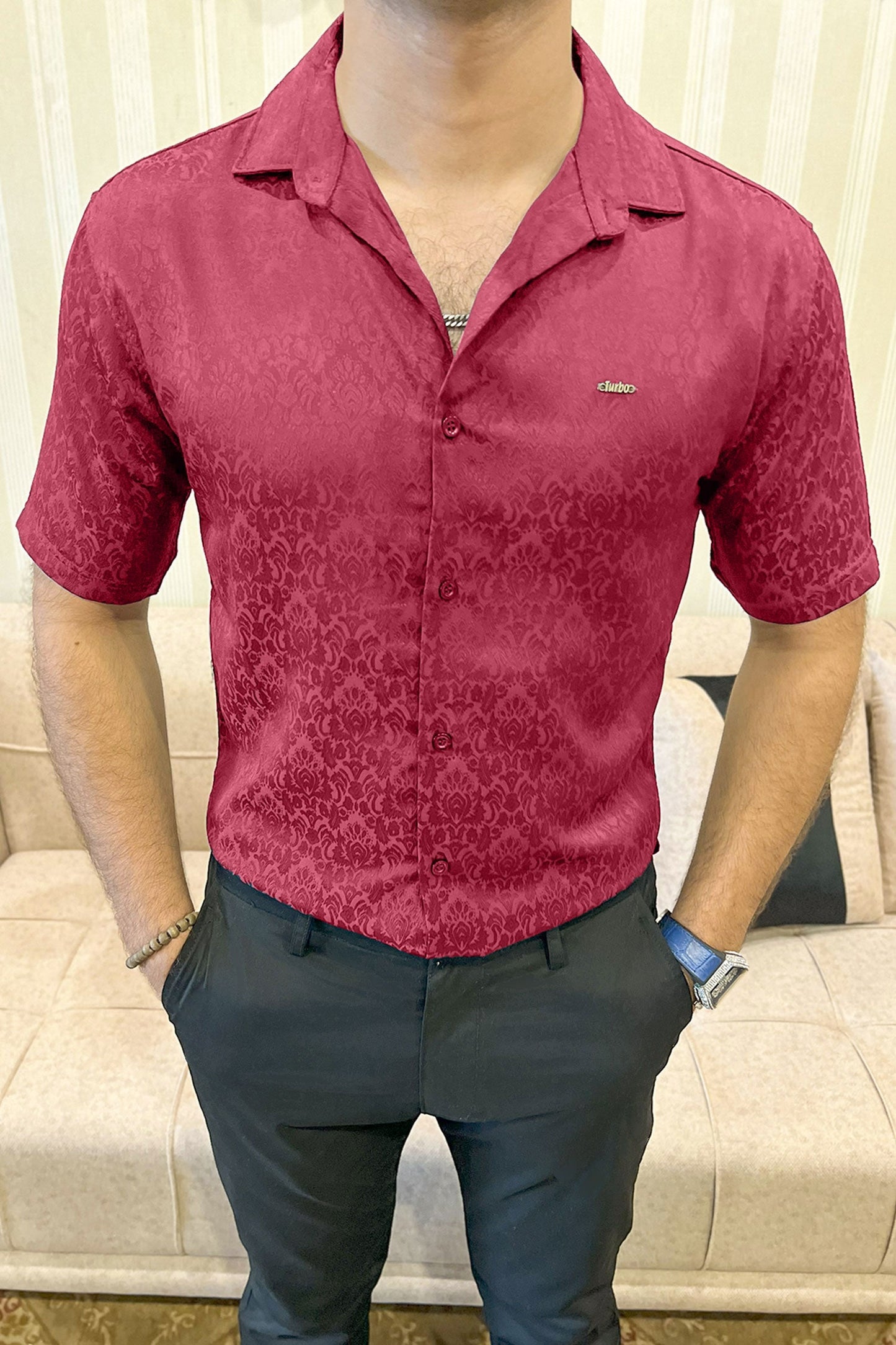 Turbo Designer Motif Floral Casual Shirt