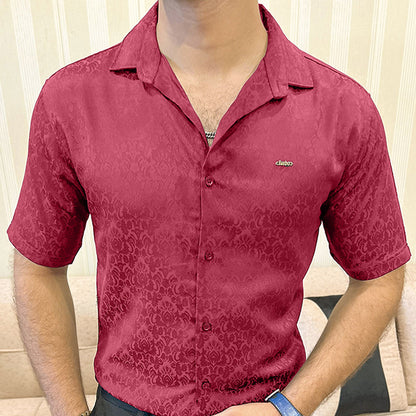 Turbo Designer Motif Floral Casual Shirt In Maroon