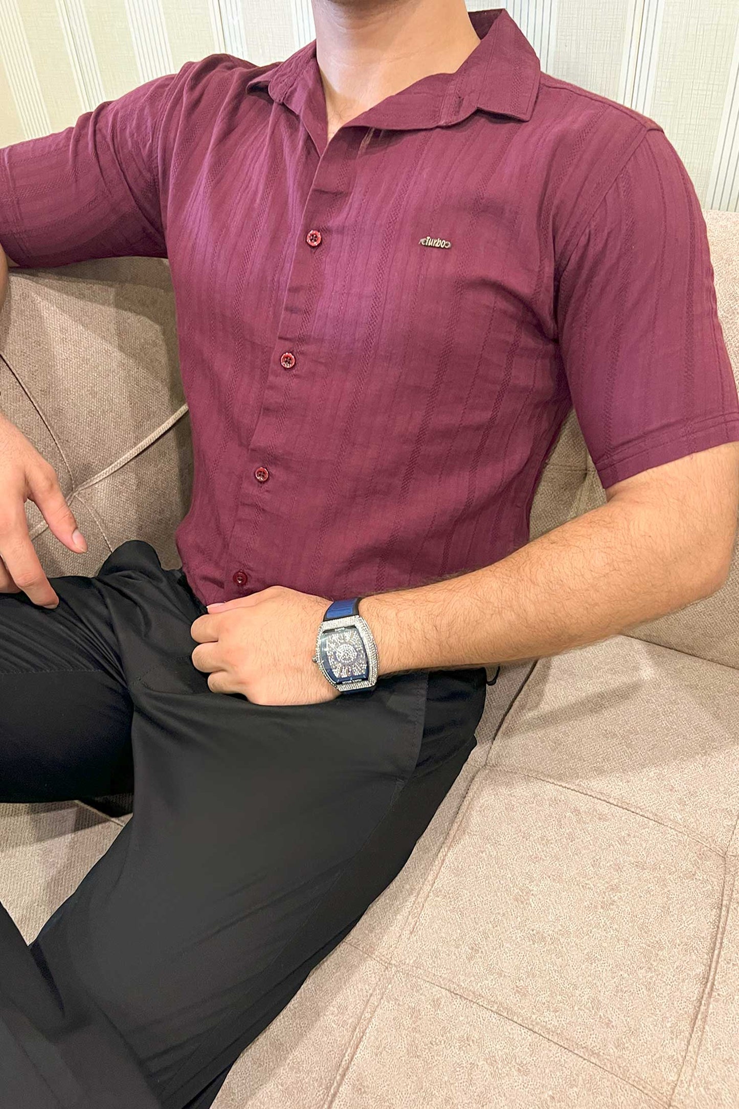 Turbo Minimalist Design Half Sleeve Casual Shirt